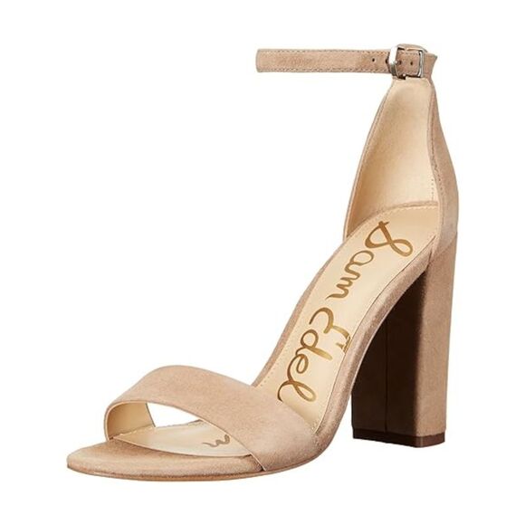 NWT SAM EDELMAN Womens Oatmeal Beige Yaro Block Heel Leather Heeled Sandal 11 M - Picture 1 of 5